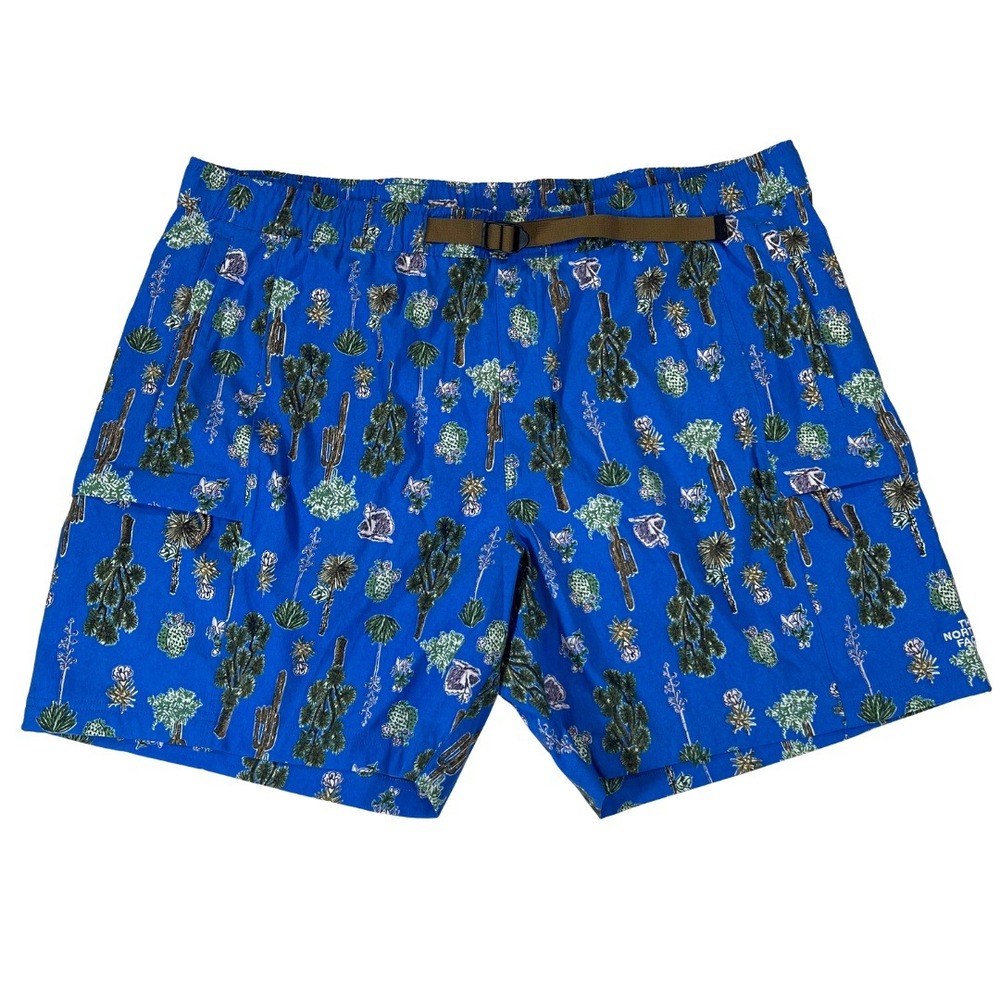 The North Face Mens XXL Blue Cactus Desert Print Class V Belted Cargo Shorts NWT